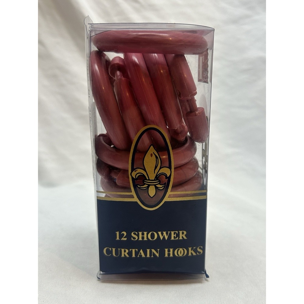 VTG 90s Y2K Dark Pink Plastic Shower Curtain Rings Hooks New Old Stock